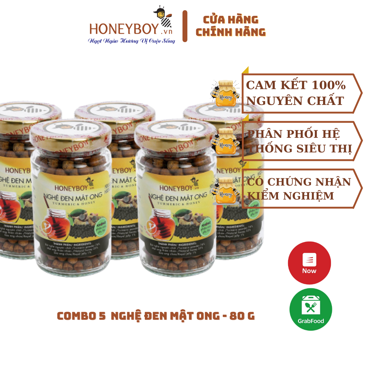 Bộ 5 Nghệ Đen Mật Ong Honeyboy 80g
