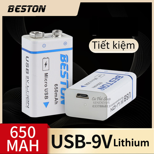Pin sạc 9V Lithium Beston cổng sạc trực tiếp micro USB - Pin micro, đồng hồ đo điện, máy nghe nhạc, đèn pin,