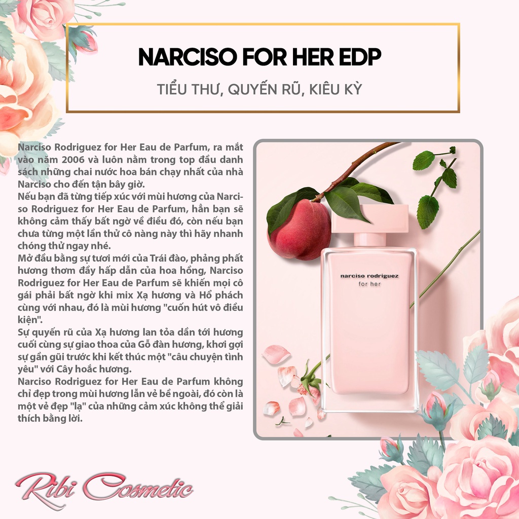 Nước Hoa Nữ Hương Phấn Nar Hồng Nhạt Cao