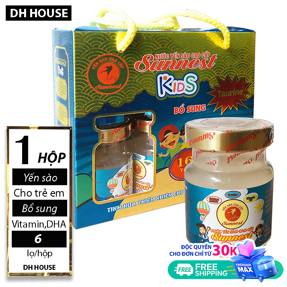 [HCM][ YẾN NGON CHO TRẺ EM ] Hộp 6 lon 16% Yến Sào Sunnest KID hương Vani giúp trẻ ăn ngon thông minh (Date: 24 tháng) DHHOUSE