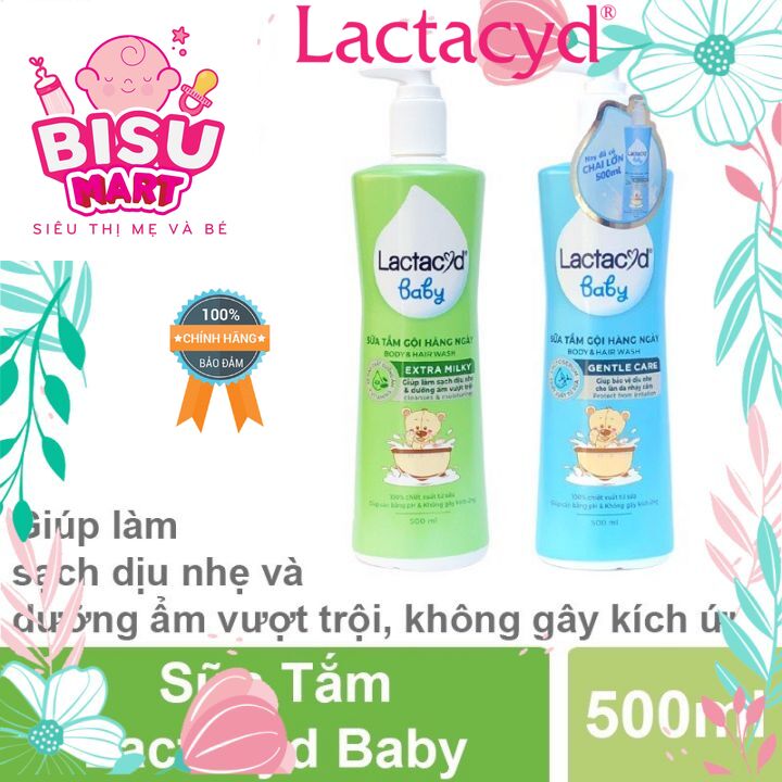 Sữa tắm gội Lactacyd Baby, Sữa tắm gội cho trẻ sơ sinh 500ml