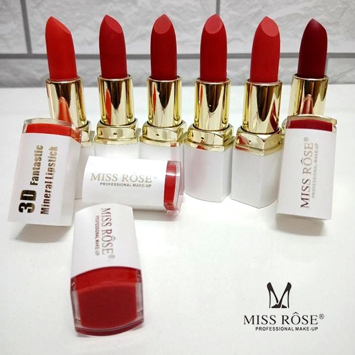 Son Thỏi Miss Rose 3D siêu lì và mềm môi - vỏ trắng - sang chảnh