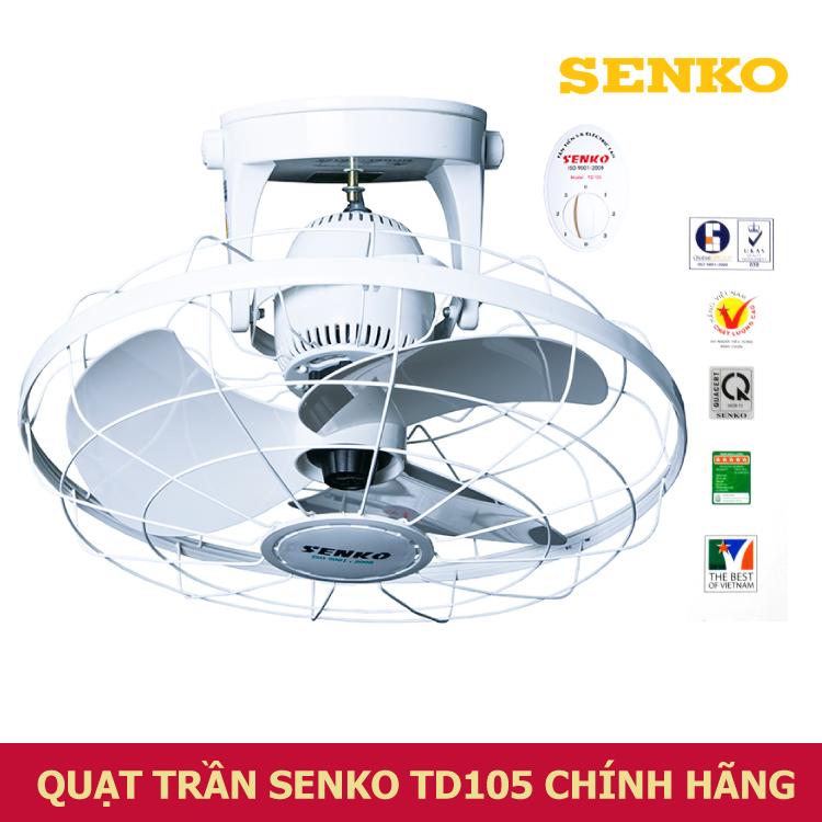 Quạt trần đảo SenKo TD105 - 3 tốc gió, Toàn bộ quạt được làm từ nhựa cao cấp, có 3 cánh quạt , sải cánh 40cm tạo sức gió mạnh.(N005)