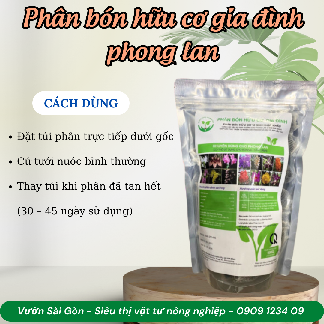 Phân bón hữu cơ gia đình Chuyên dùng cho phong lan – bonsai – cây cảnh ( 500g 30 túi lưới) (Vườn Sài Gòn - Vuon Sai Gon)