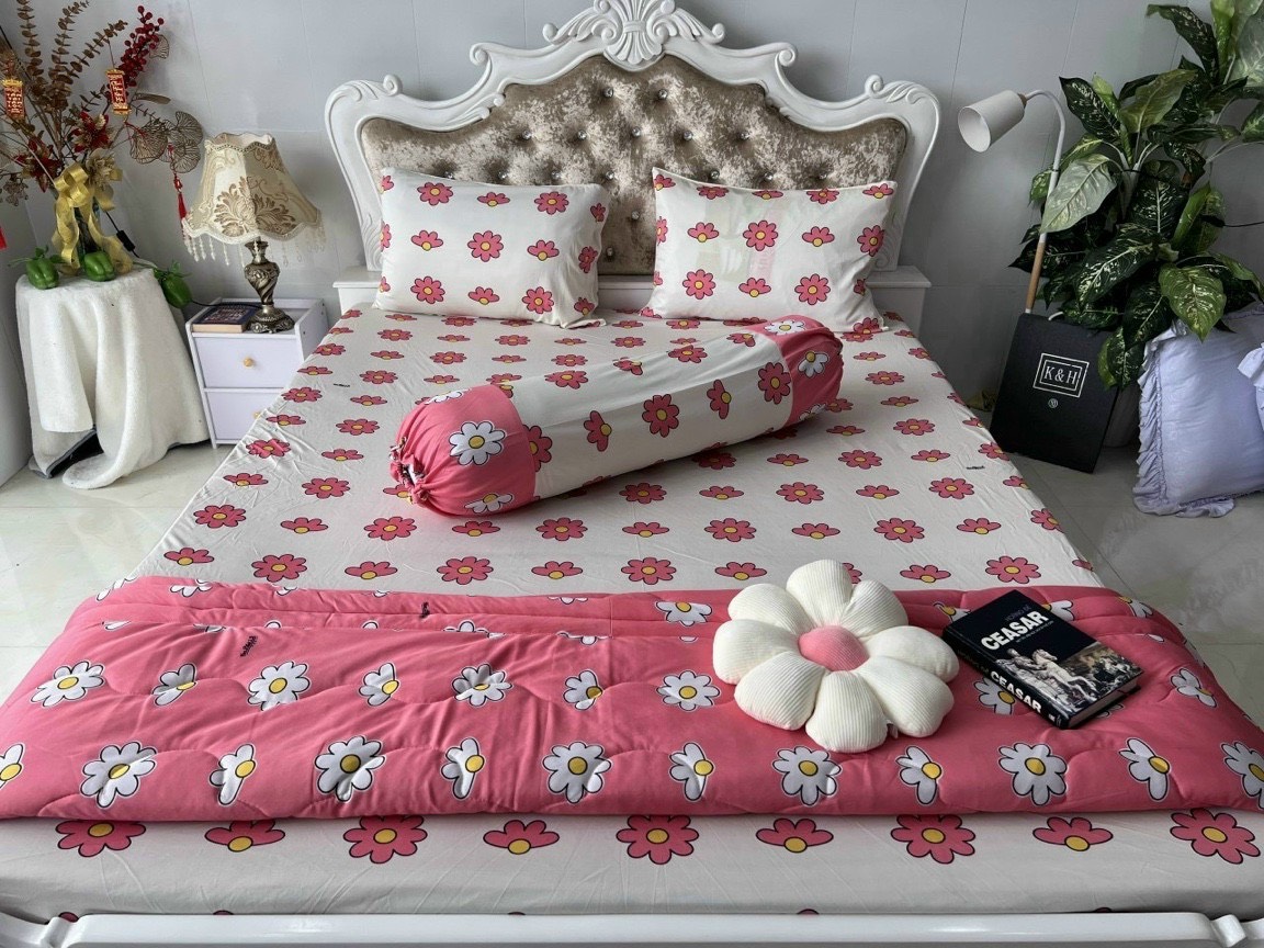 BỘ DRAP GA THUN HÀN QUỐC (HOA CÚC) MẪU MỚI KHÔNG MỀN