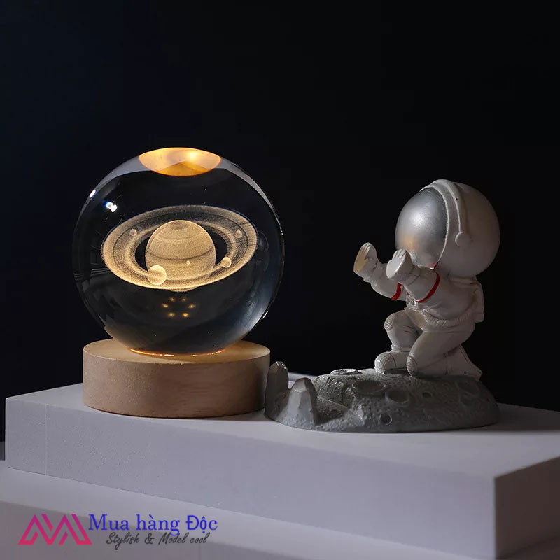 Bộ Quà Tặng Quả Cầu Pha Lê 3D LED Thuận Buồm Xuôi Gió (tặng hộp quà + đế đèn led)