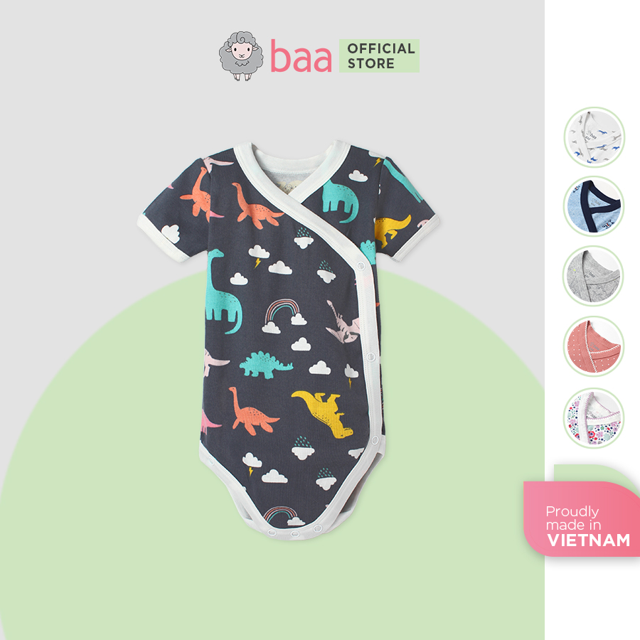 Bộ Bodysuit sơ sinh BAA BABY cài bên ngắn tay cho bé gái và bé trai từ 0