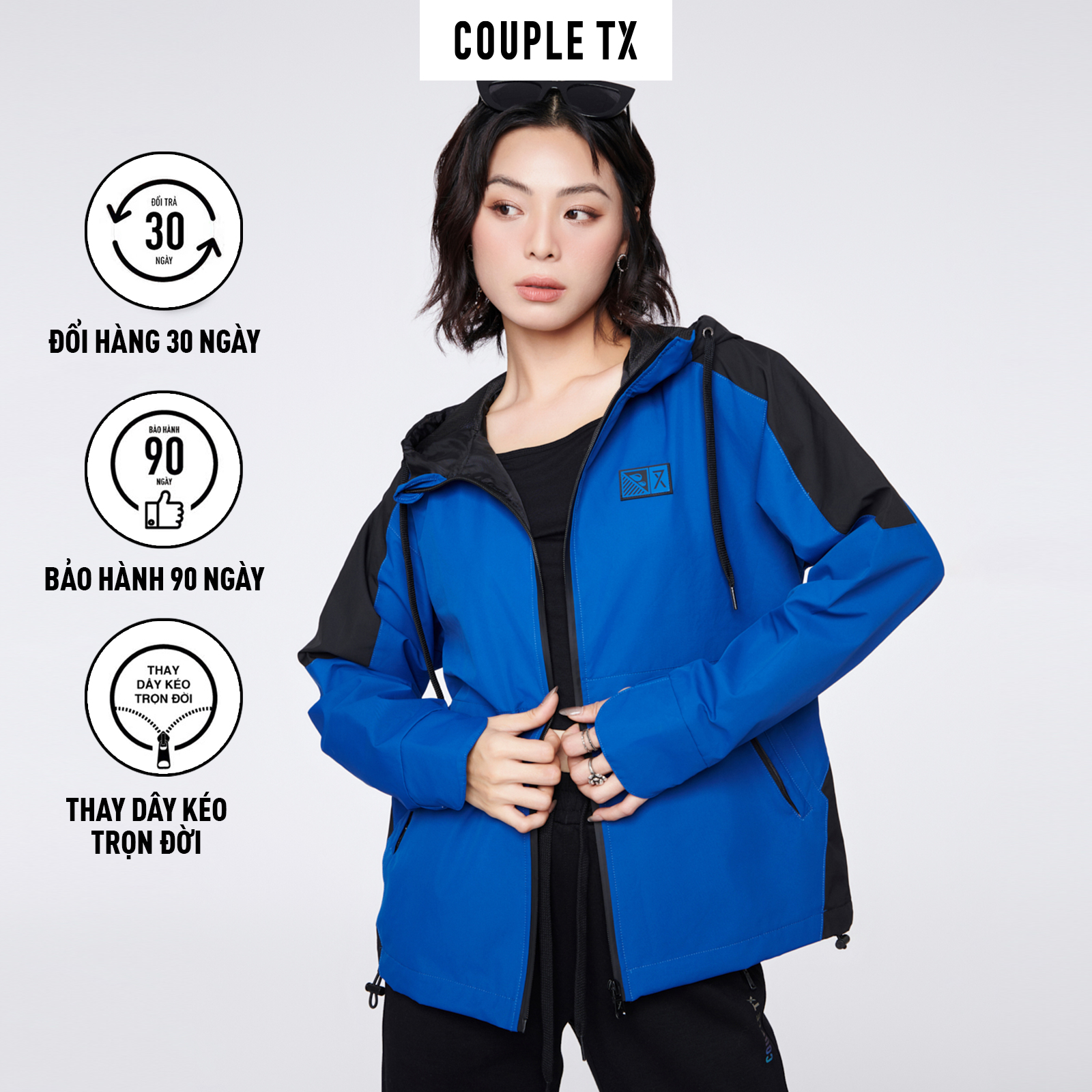 Áo khoác dù trượt nước nữ đẹp couple tx - chống nắng có nón phối màu wop 2048