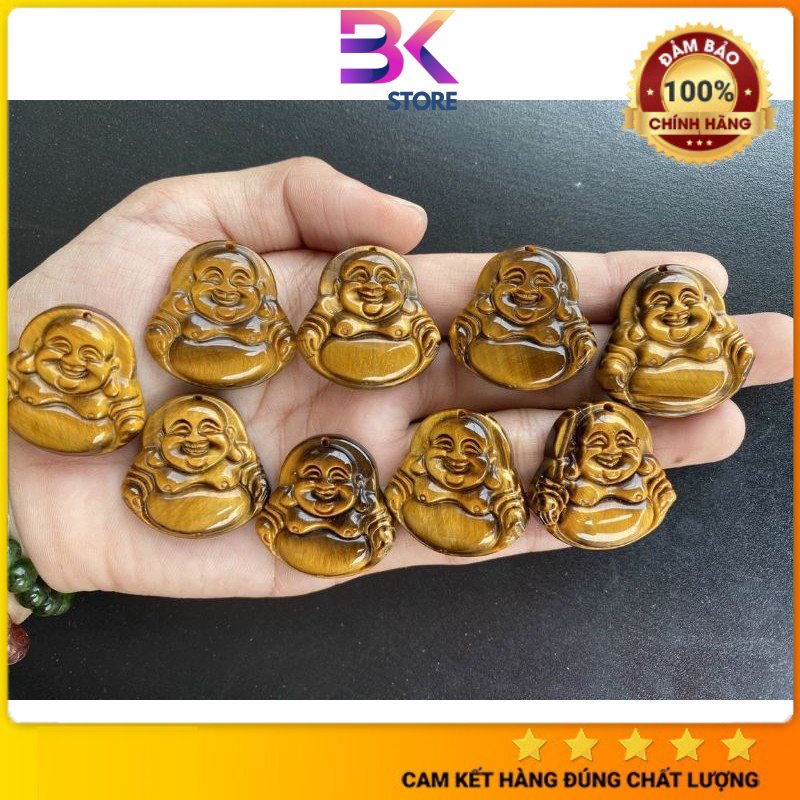 Mặt dây chuyền phật di lặc đá mắt hổ nâu vàng thiên nhiên tặng kèm dây đeo sang trọng - bkstore
