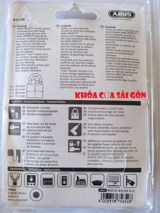 Ổ KHÓA CHỐNG CẮT CAO CẤP ABUS 83CS/55