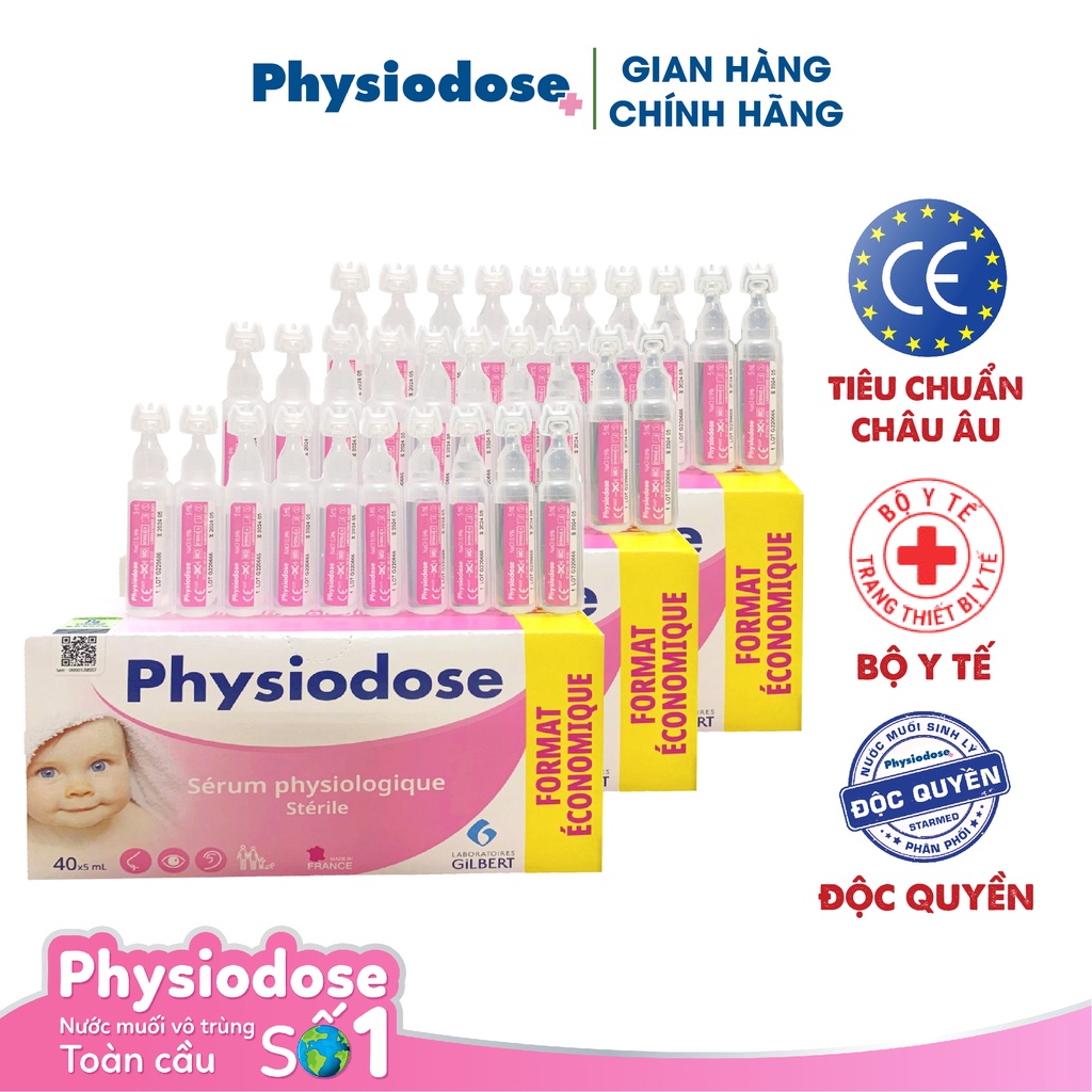 Nước muối sinh lý Physiodose Dr.Papie (Hộp 40 ống x 5ml)