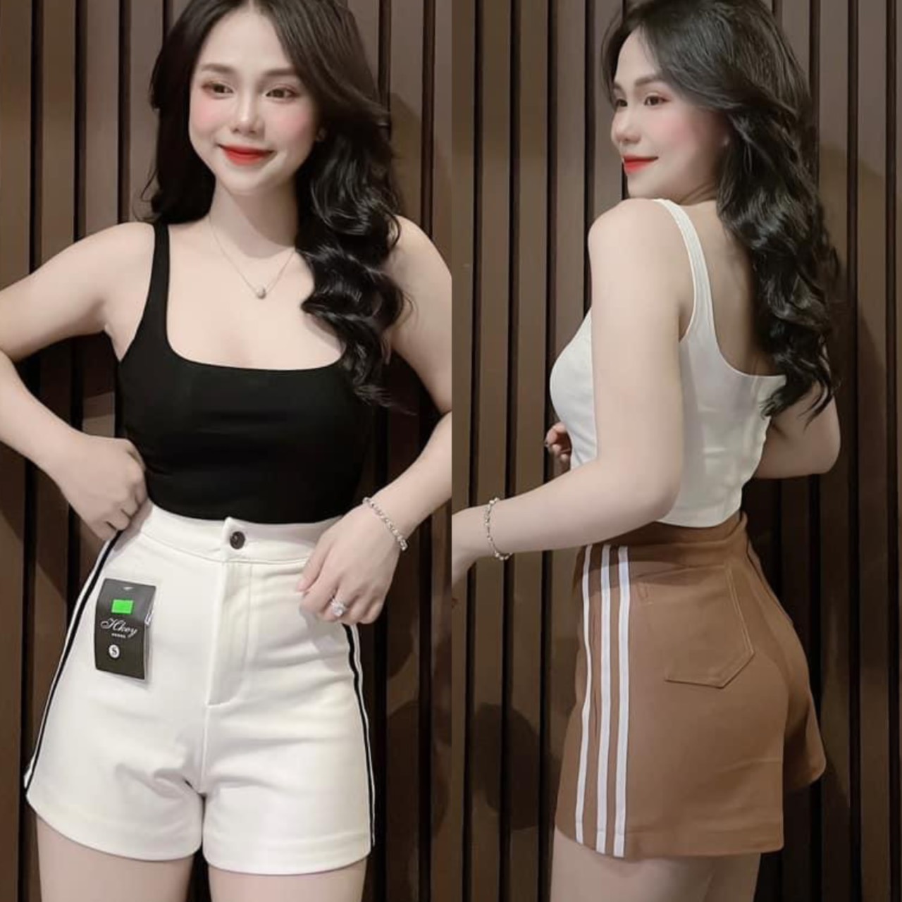 Quần Short nữ UMI lưng cao co giãn ( ba sọc hông )