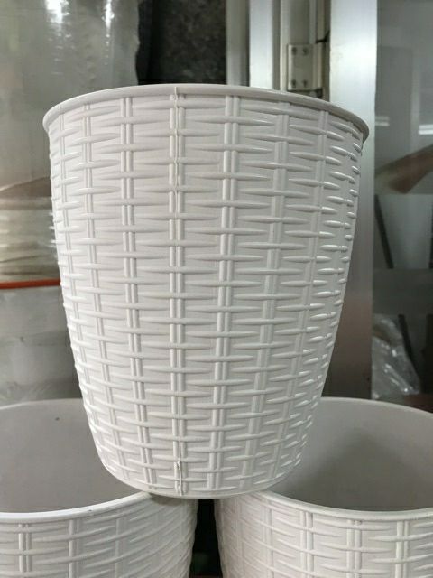 combo 2 chậu nhựa kiểu đan mây 17x18cm