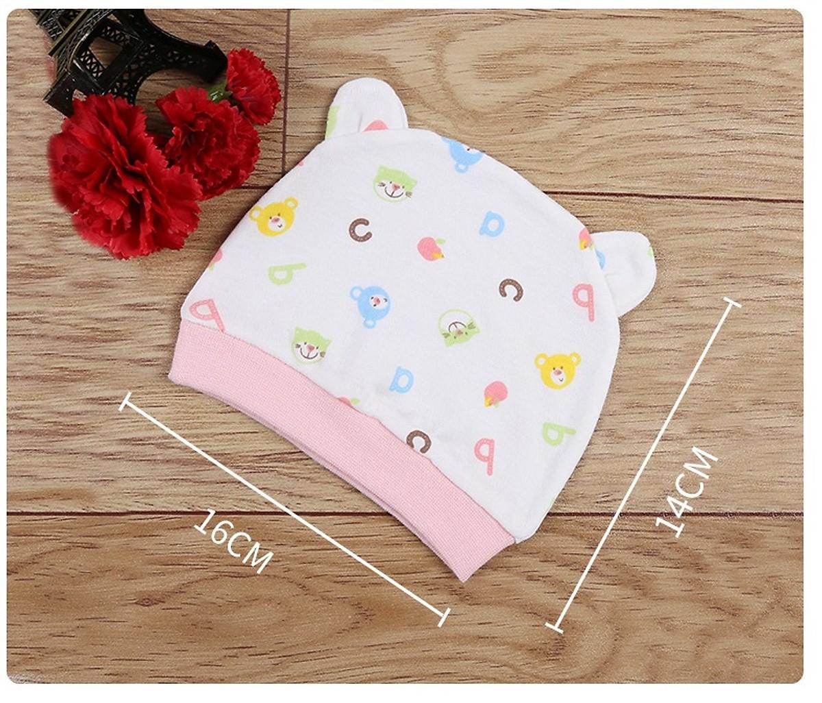 Combo 2 Mũ Che Thóp Cotton Mềm Cho Trẻ Sơ Sinh 0-6 Tháng ( Bé Gái )