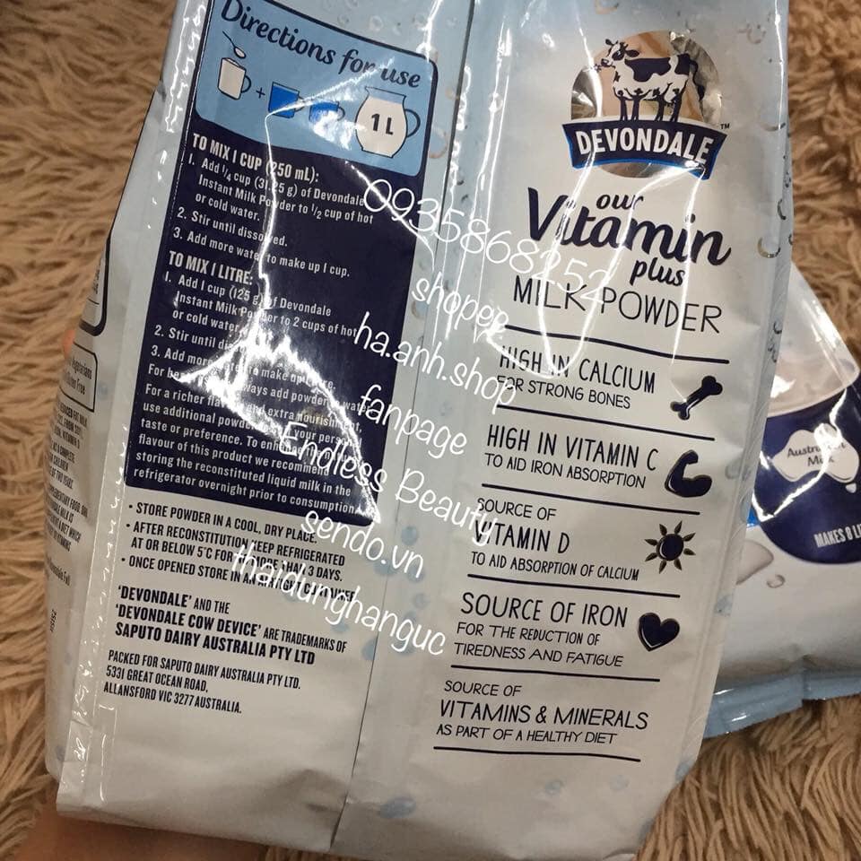 Sữa Devondale vitamin plus 1kg