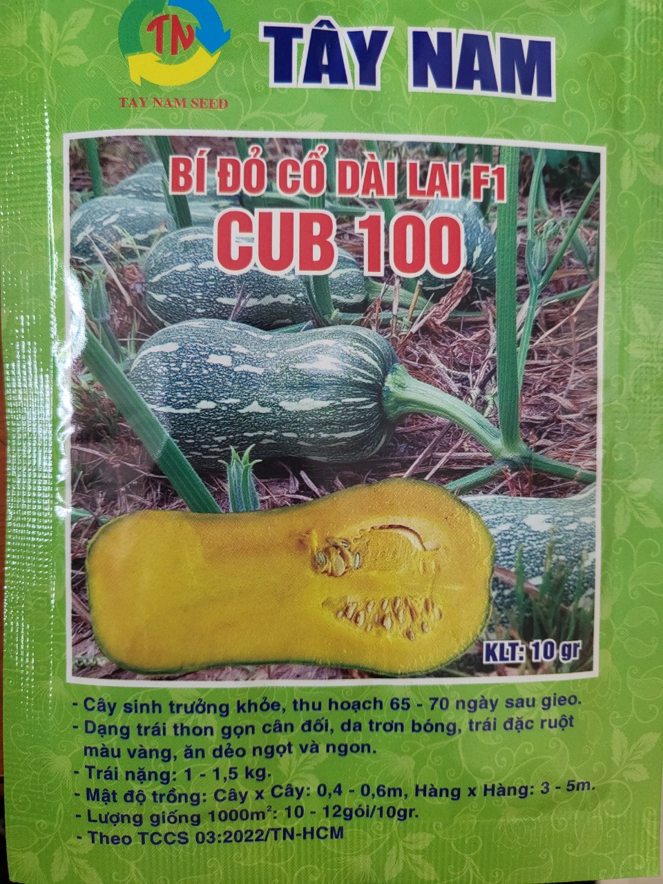 Hạt giống bí đỏ cổ dài lai f1 cub 100 tây nam gói 10g