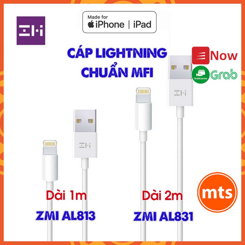 Cáp lightning zmi al813 dài 1m / al831 dài 2m dùng cho iphone, ipad chuẩn mfi chính hãng - minh tín shop