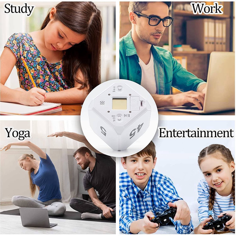 Cube-Timer Kitchen Timer Gravity Sensor Flip Meditation Timer for Time Management and Countdown 5-15-25-45 Min