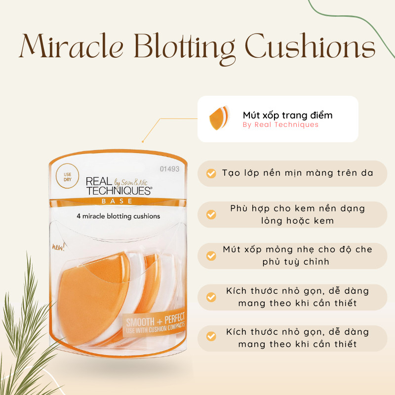 Set Mút Xốp Trang Điểm RT Real Techniques 4 Miracle Blotting Cushions