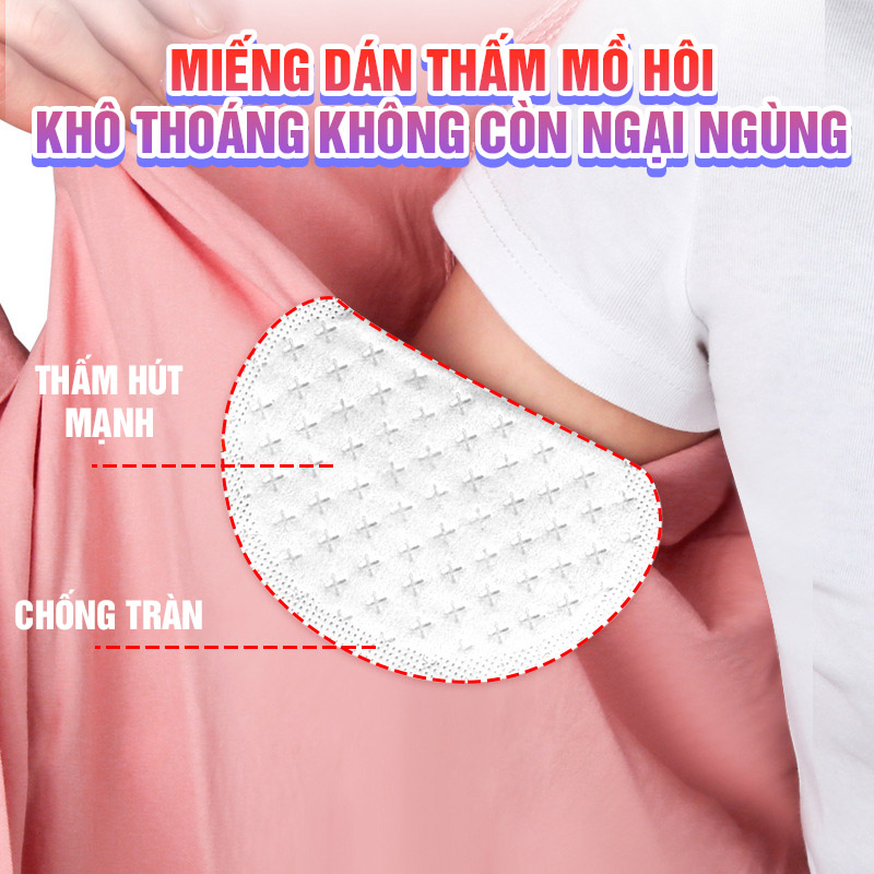 Miếng Hút Mồ Hôi - 5 Gói 50 Miếng Dán Thấm Hút Mồ Hôi Nách Siêu Mỏng - 100style