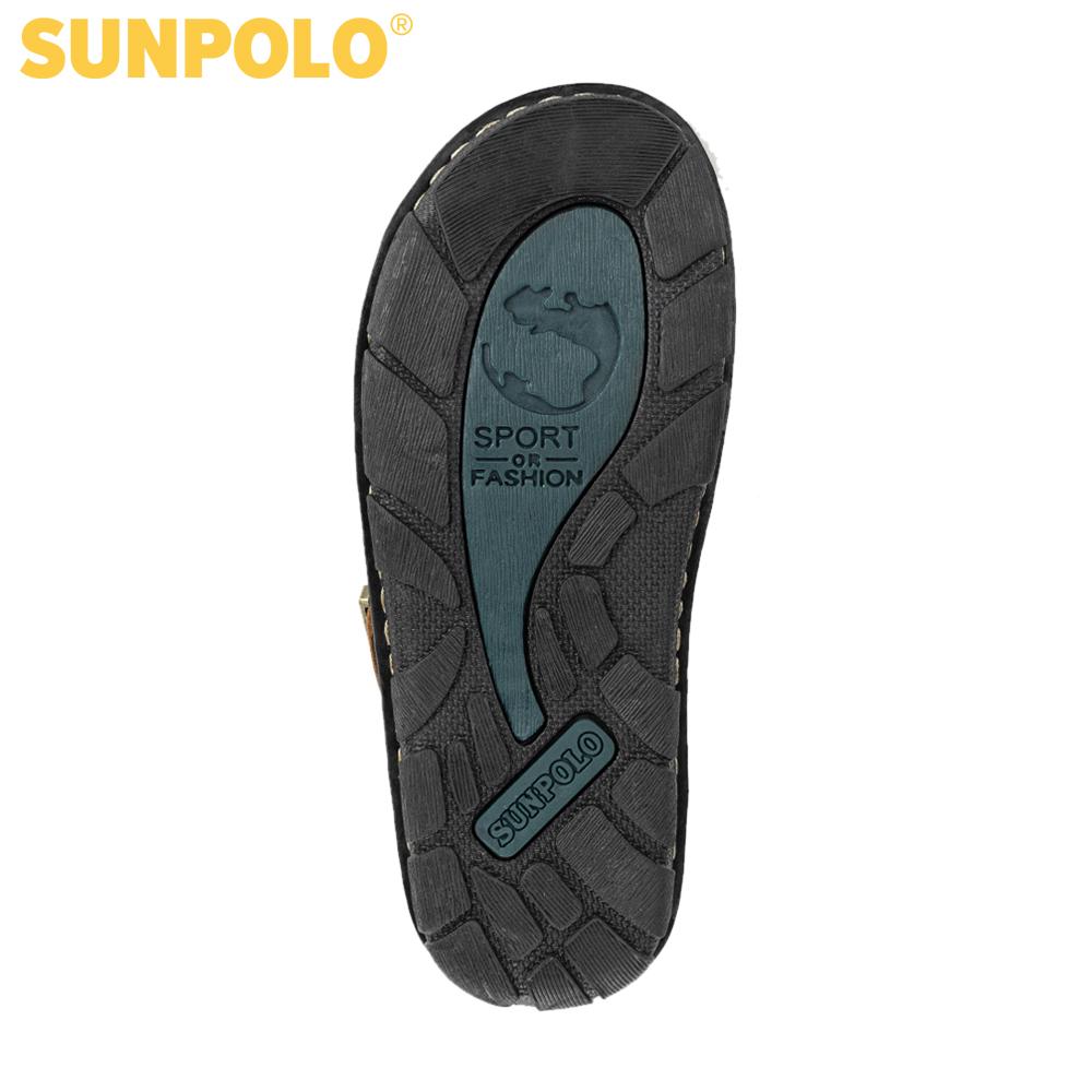 Men Leather SUNPOLO Sandals AQN001 (black)