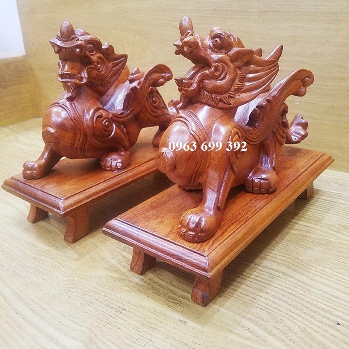 Cặp Tỳ Hưu gỗ Hương ngang 30cm