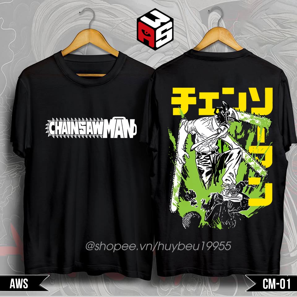 Áo thun Chainsaw man, áo phông in hình anime chainsaw man, denji, power, aki, makima - CM01