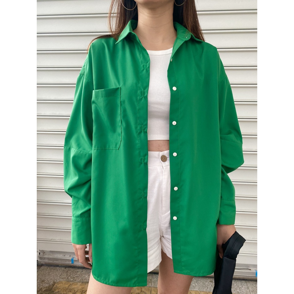 [ ÁO SƠ MI ] Áo Sơ Mi Xanh Lá Cây Oversize