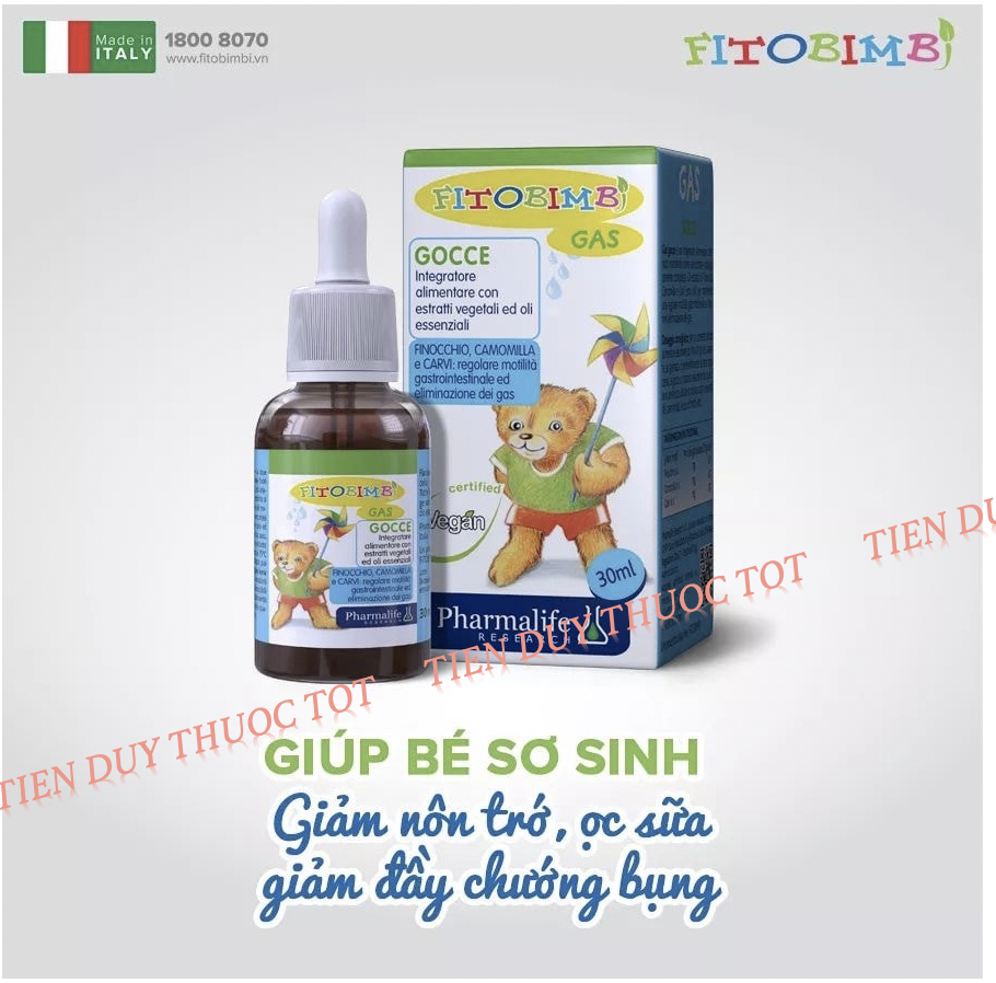 Fitobimbi gas - giảm đầy hơi, nôn trớ, chướng bụng, khó tiêu, rối loạn tiêu hóa ở bé