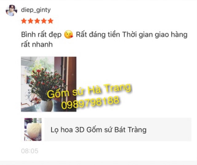 Lọ hoa 3D Gốm sứ Bát Tràng
