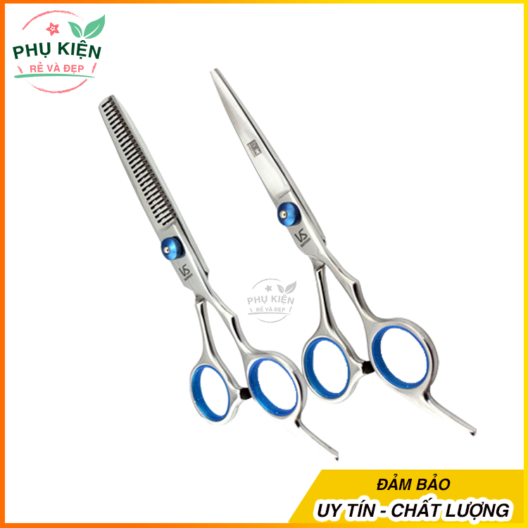 Kéo cắt tóc VS (Kéo cắt và tỉa - Loại tốt, Quoay xanh) - bộ 2 cái