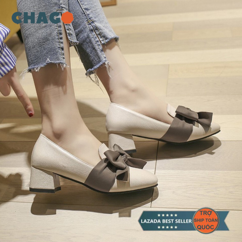 Giày nữ CHAGO, giày cao gót nữ đế vuông đơn giản mà đẹp, giày nữ Phong Cách Hàn Quốc - GCG108-LDV02 giá rẻ