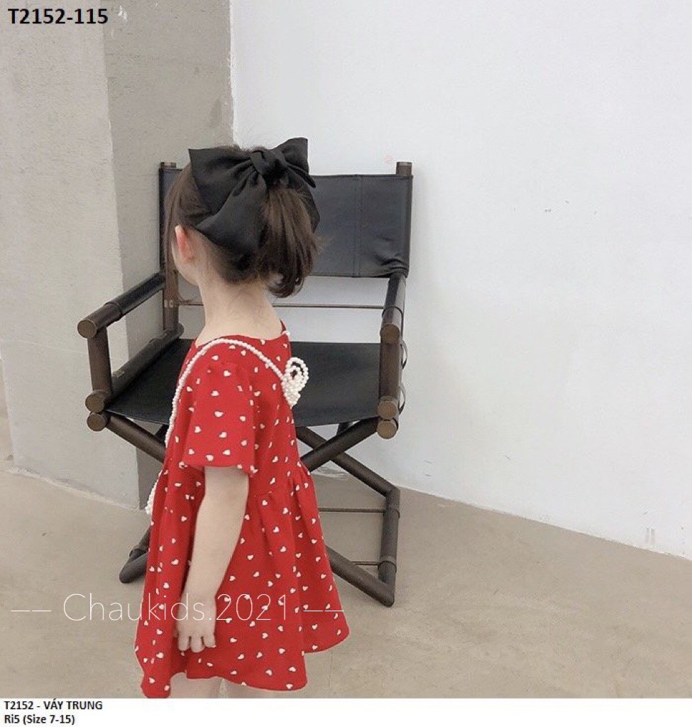 Váy đỏ chấm bi xinh xắn cho bé gái mặc hè (8-16kg)