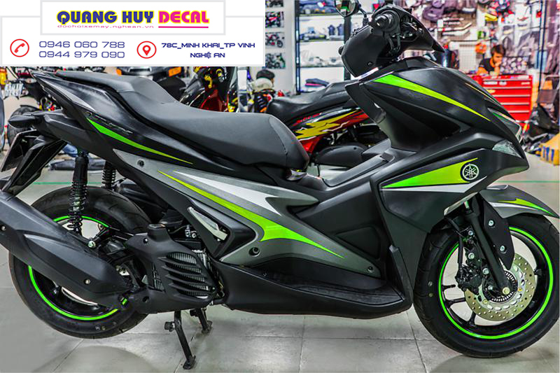 Tem trùm NVX đen chỉ xanh lá - Độ dán team trùm decal xe máy NVX đen chỉ xanh lá - Team trùm decal xe máy NVX rẻ đẹp và chất