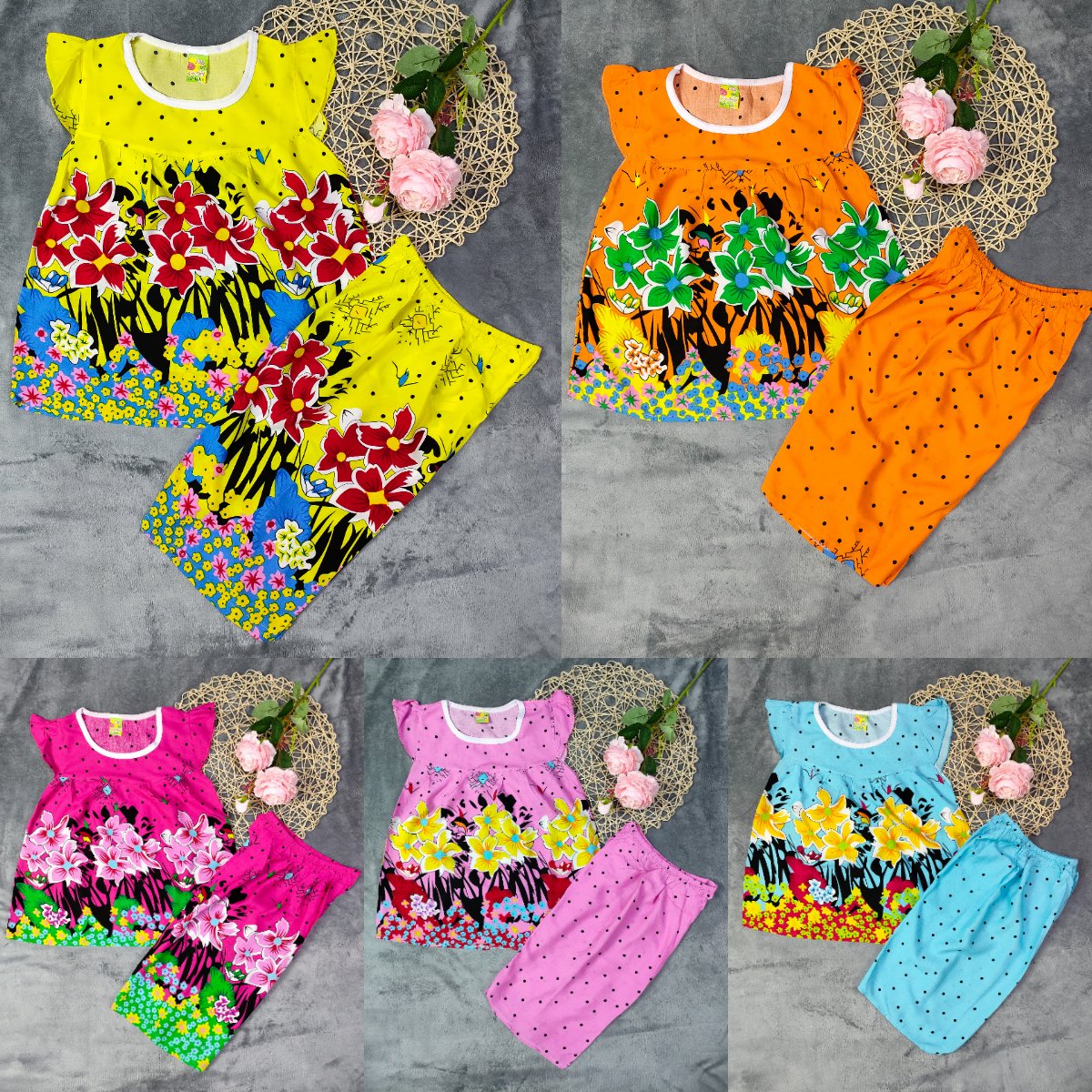 [HCM]Bộ Tole Tay Cánh Tiên Quần Lửng Bé (18-26kg)