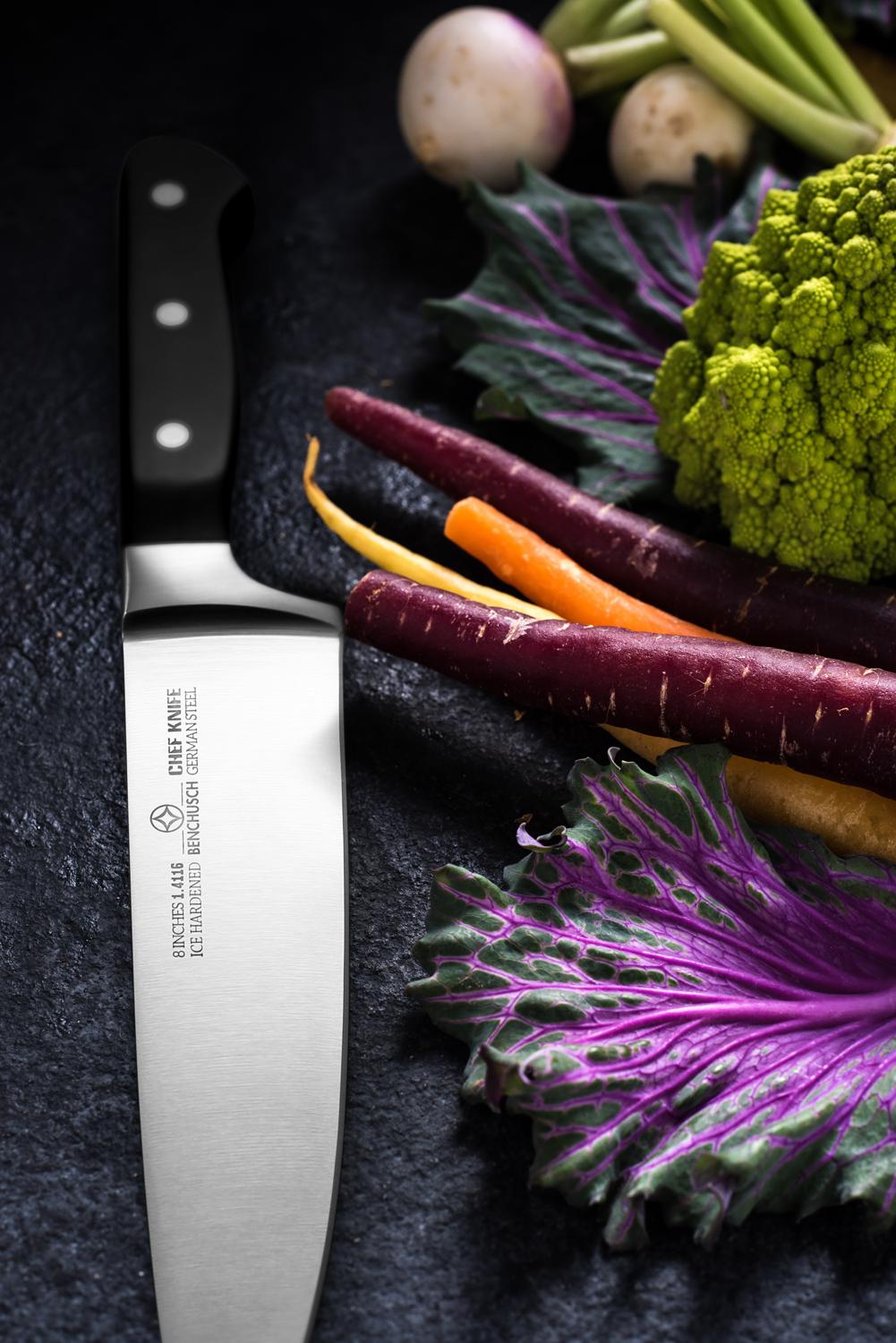 Benchusch Professional 8-Inch Chef Knife - Classic Series - German HC Steel with Full Tang Blade - Multi-Use for Slicing, Dicing, Chopping and Mincing Meat, Fish, Fruits, Vegetables