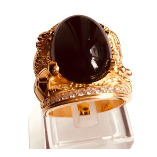 Nhẫn nam đá thạch anh mạ vàng 18k
