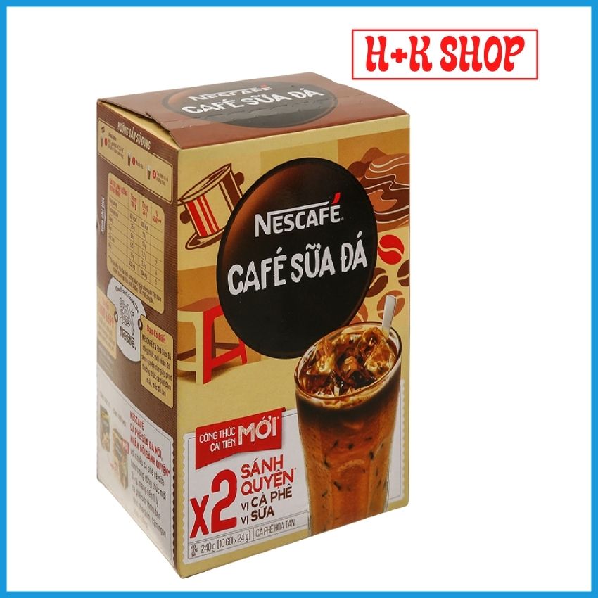 [HCM] NESCAFE cà phê sữa đá X2 sánh quyện (Hộp 10 gói x 24g) MNCFSĐ01