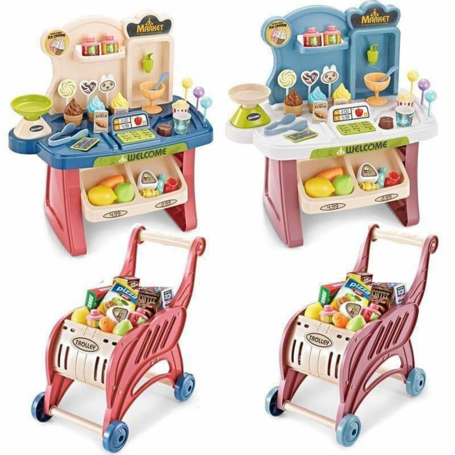 Bộ nấu ăn kèm xe đẩy siêu thị