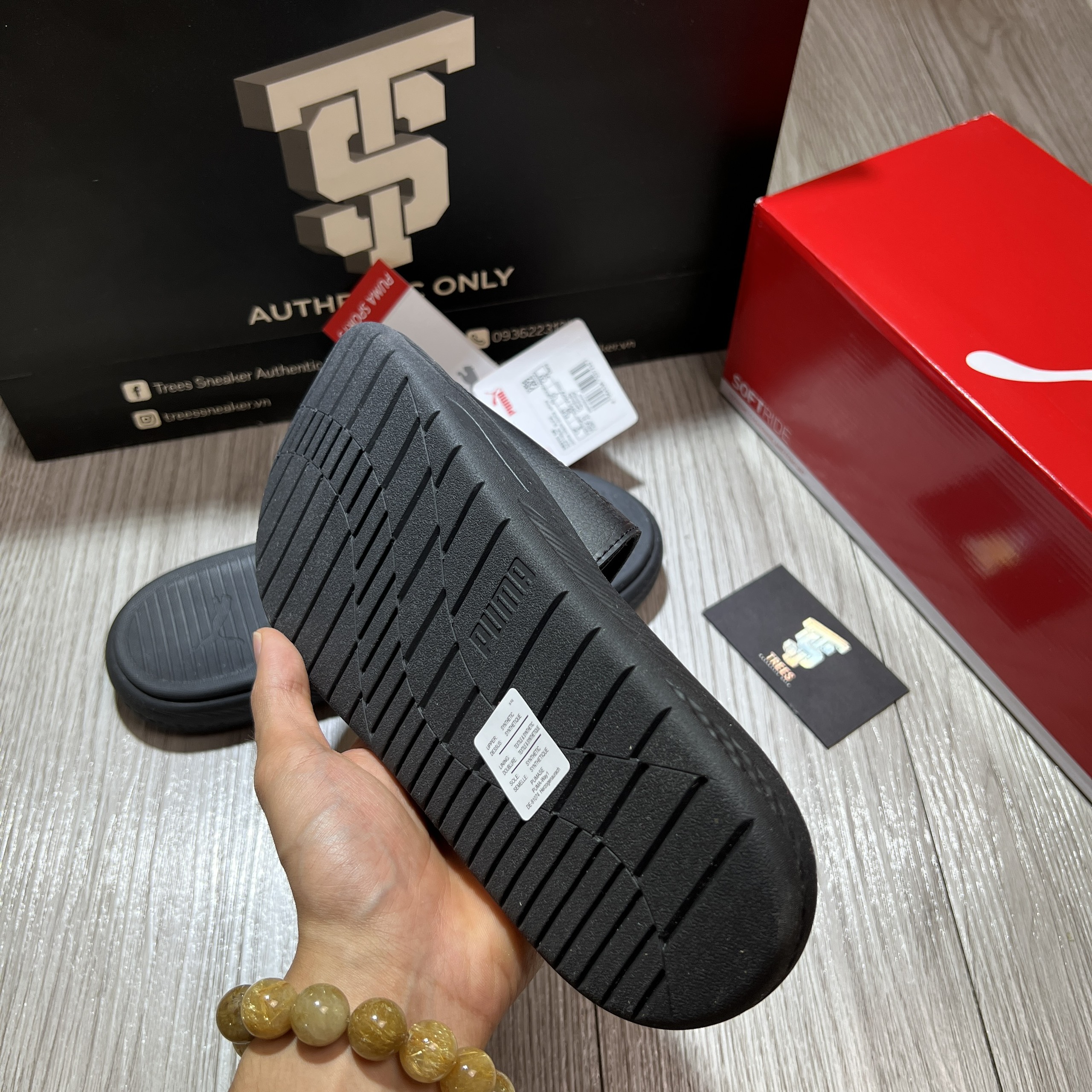 [CHÍNH HÃNG] Dép PUMA SOFTRIDE SLIDE BLACK WHITE 382111 08