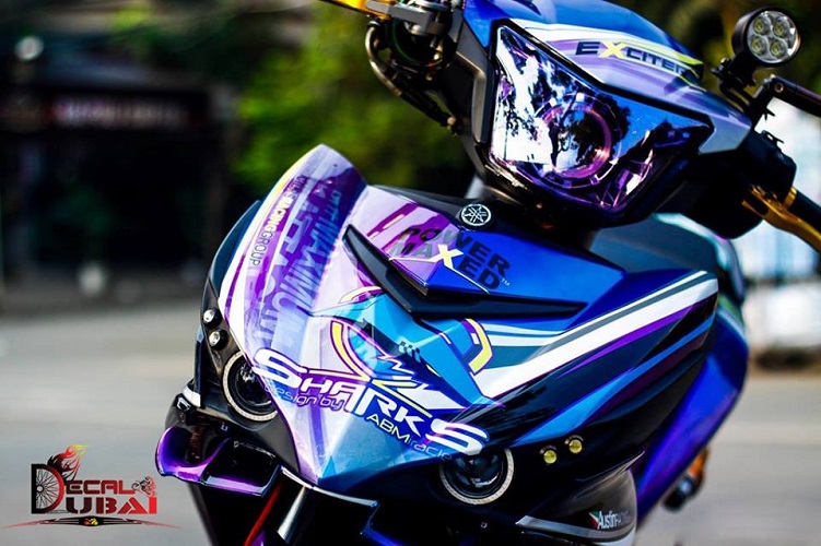Tem Trùm Exciter 150 Xanh Tím Cá Mập