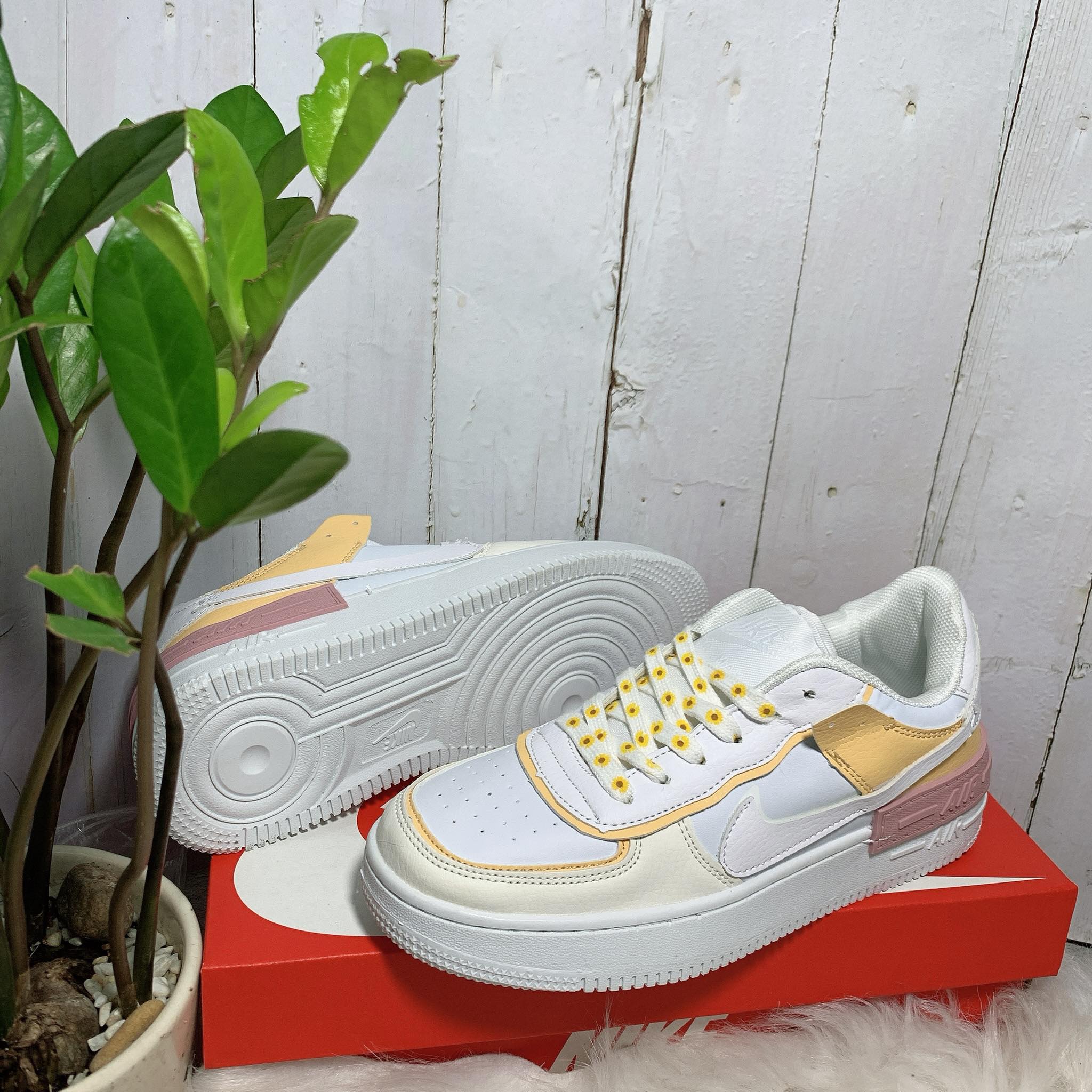 [HCM]Giày Sneaker Nữ AirForce Shadow Hoa Cúc Cực Đẹp Full Box