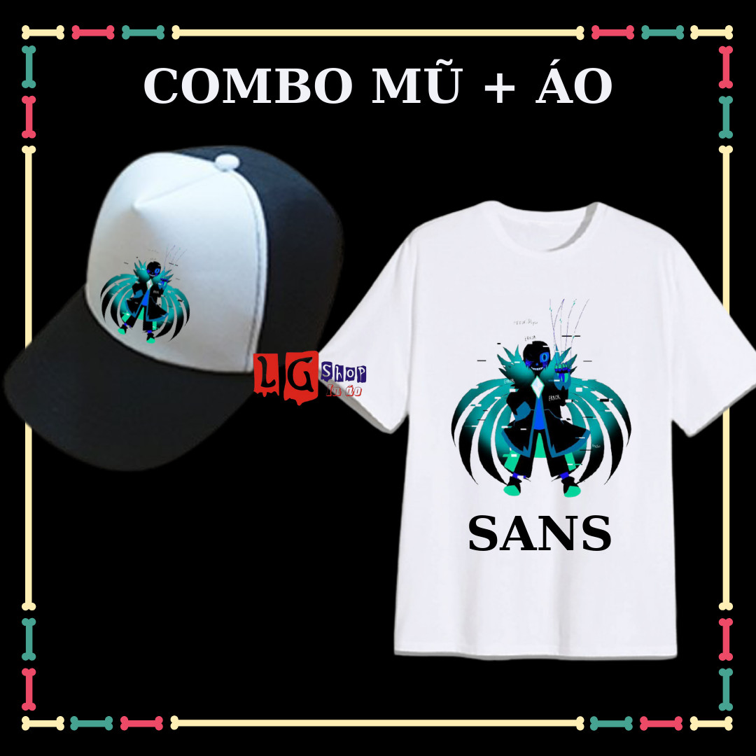 COMBO ÁO + NÓN/MŨ IN HÌNH SANS UNDERTABLE CHO BÉ TRAI ( BIỆT ĐỘI GANGSTER)