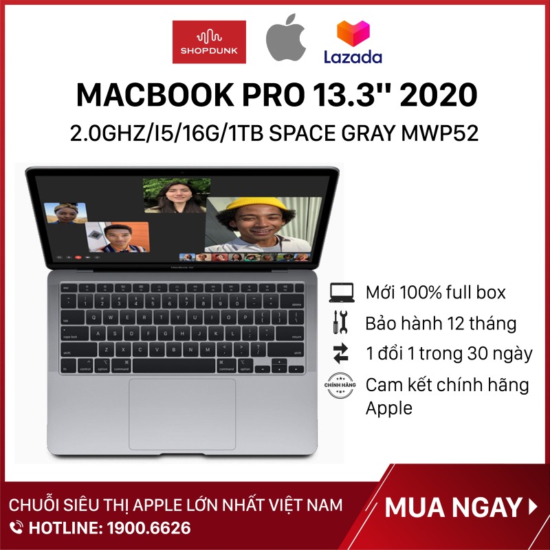 Bảng giá Laptop Macbook Pro 13 inch 2020 2.0GHz/i5/16G/1TB Space Gray MWP52, Hàng chính hãng Apple, mới 100%, nguyên seal Phong Vũ