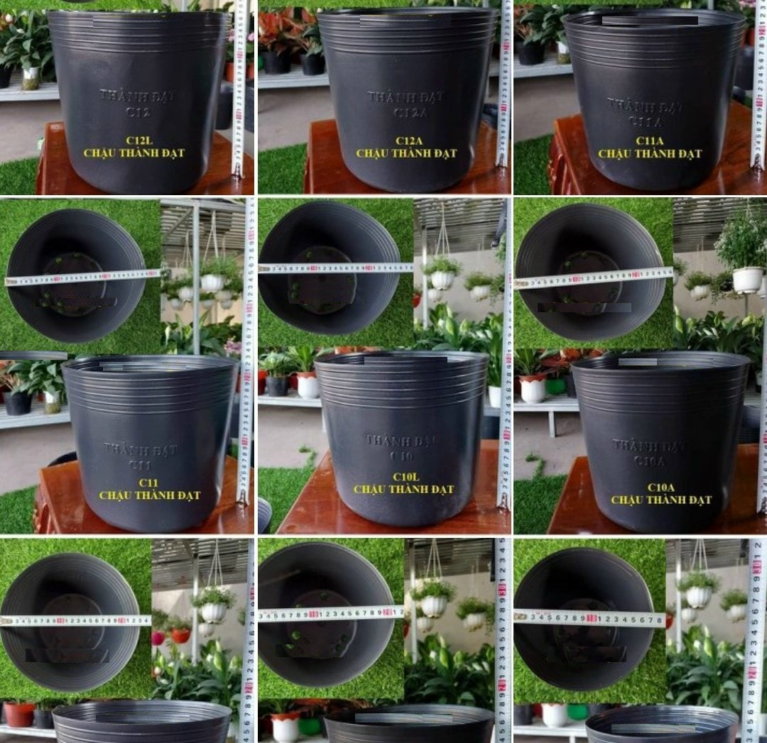 Chậu nhựa mềm đen thành đạt nhiều size ( bộ 10 chậu ) - VTNT1
