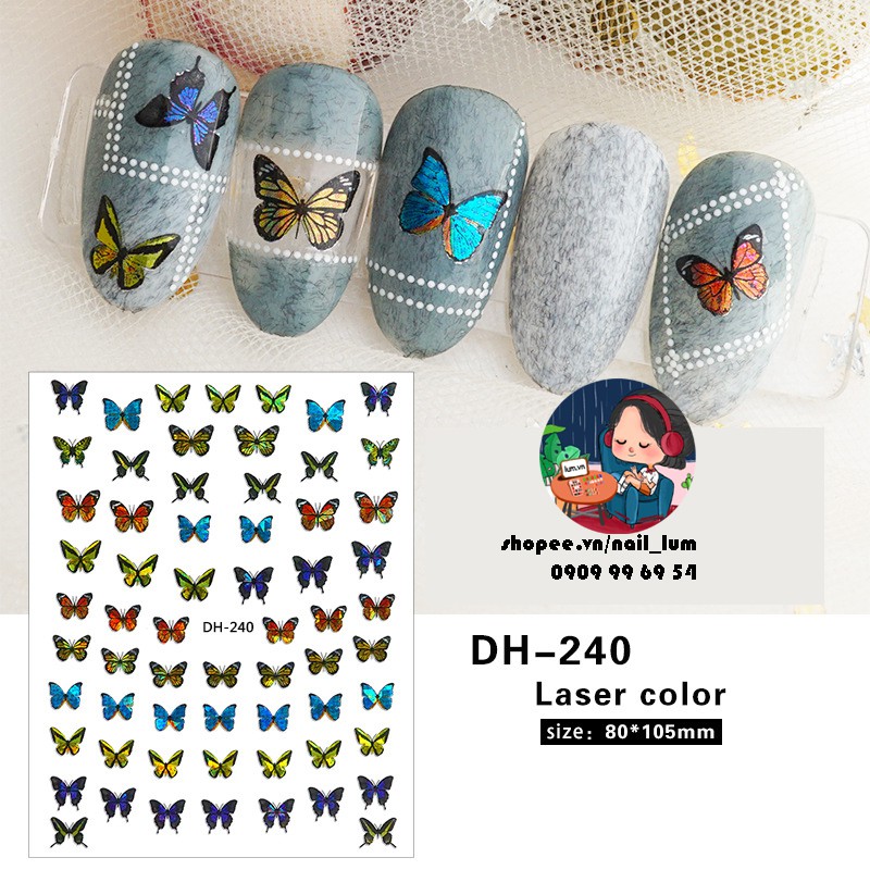 [Video Thực Tế] Nail Sticker - Dán Móng Tay - Bộ Sưu Tập Cánh Bướm