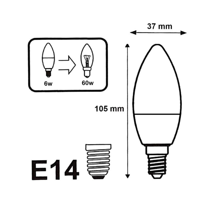 Bóng đèn led C37 ĐUI E14 Công suất 6w -  Bóng đèn nến