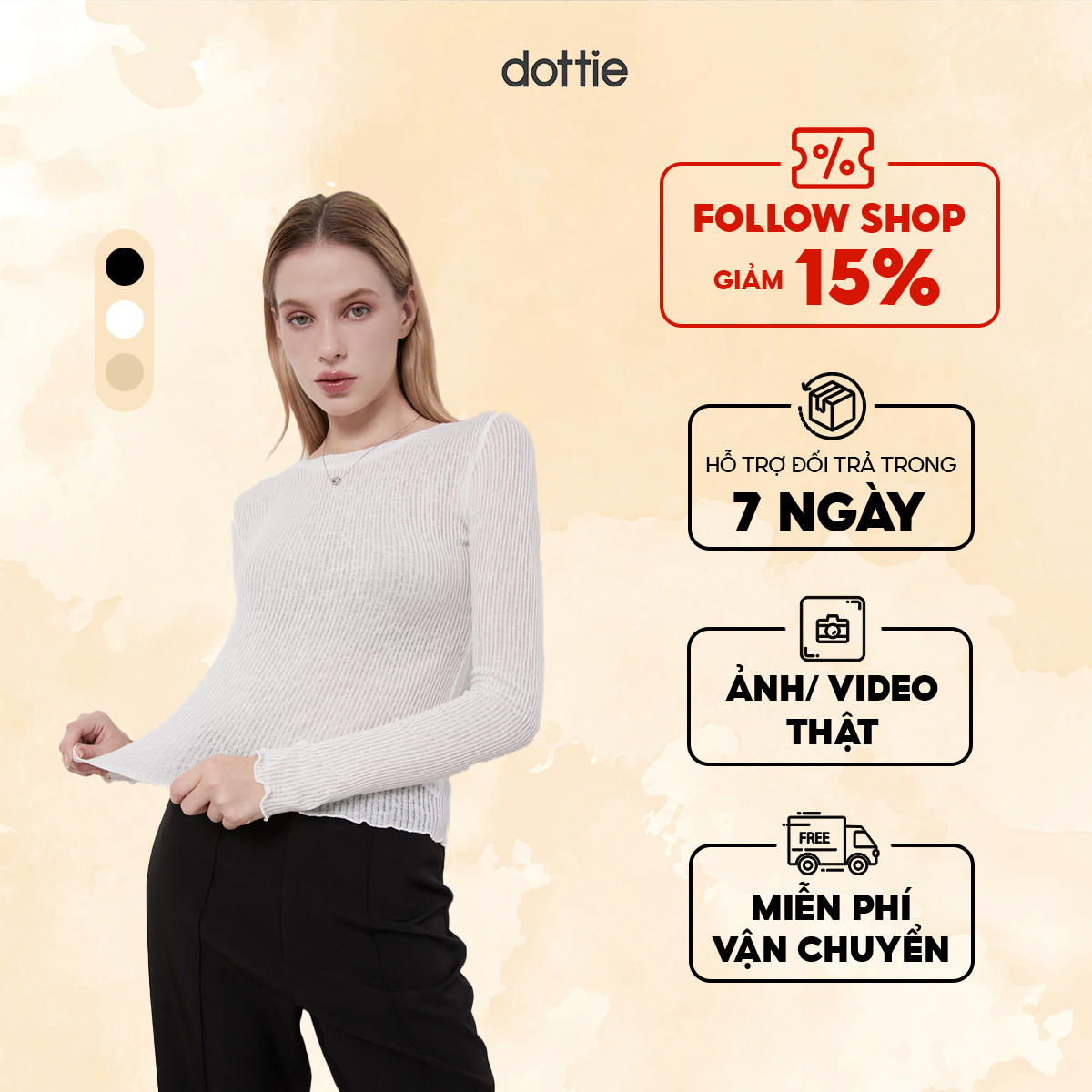 Dottie - áo thun tay dài cổ tròn - t0772
