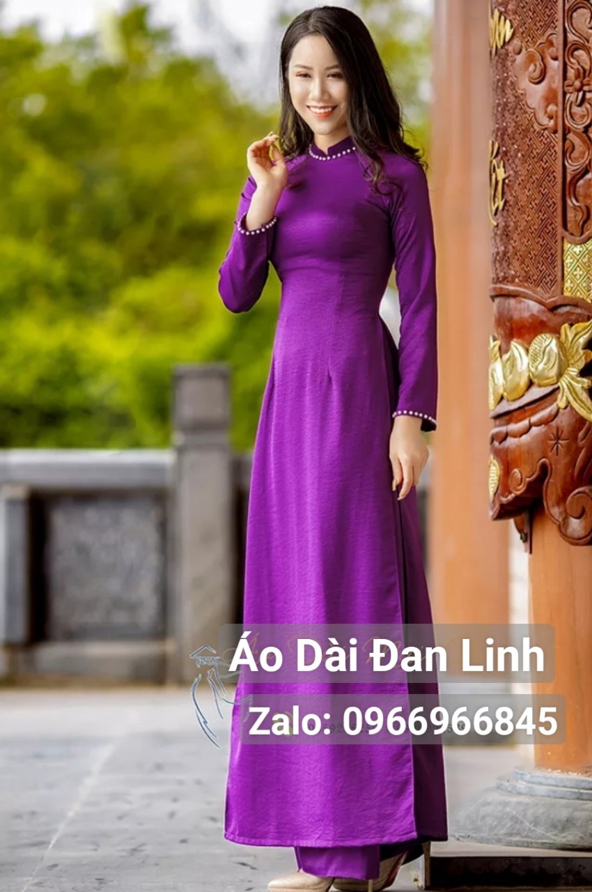 Áo dài tím huế mộng mơ vải lụa Tô Châu - Áo Dài Đan Linh
