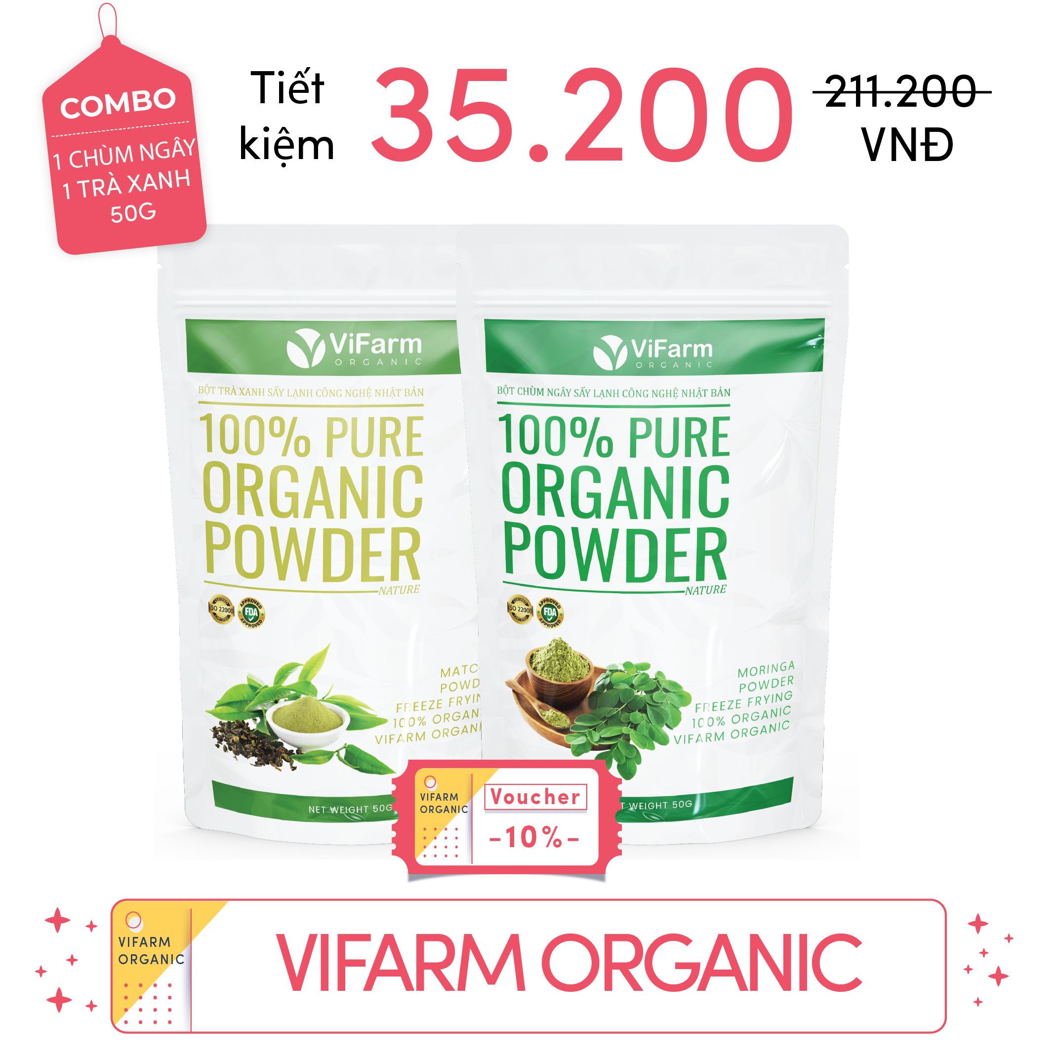 Bột Chùm Ngây Nguyên Chất ViFarm 50g